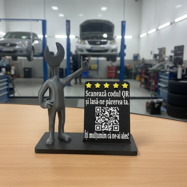Stand recenzii Google mecanic cu cheie franceza si cod QR