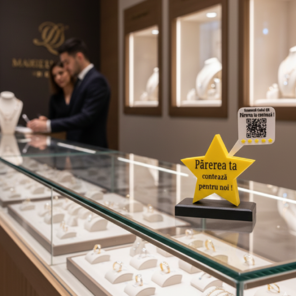 Figurina stea galbena cu cod QR recenzii Google